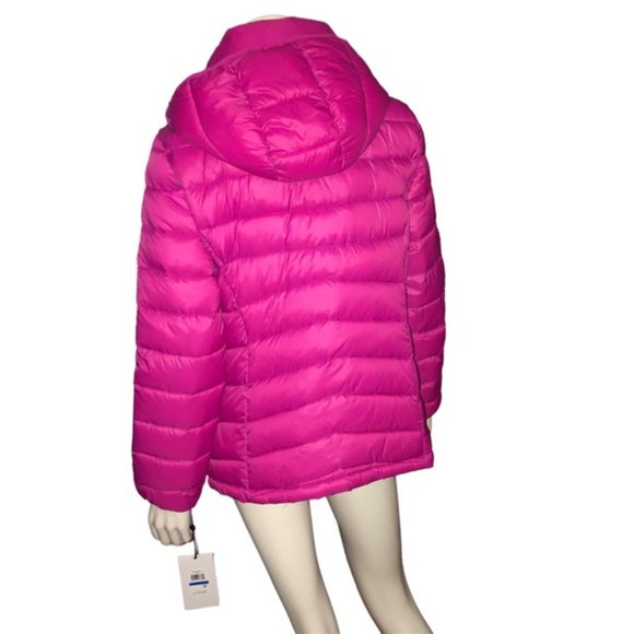 NWT DKNY Premium Down Blend Hooded Puffer Jacket Pink XL - Picture 6 of 15